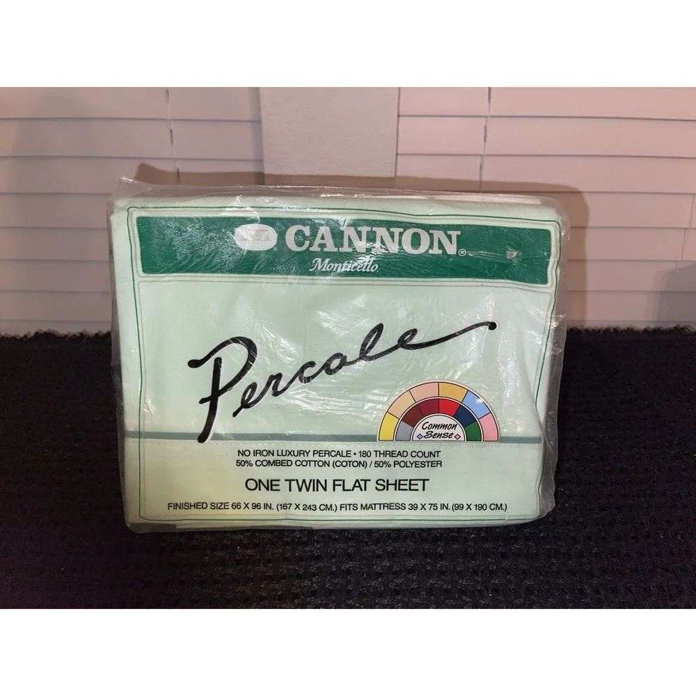 Vintage‎ Cannon  Monticello Twin Flat Sheet Percale GREEN New